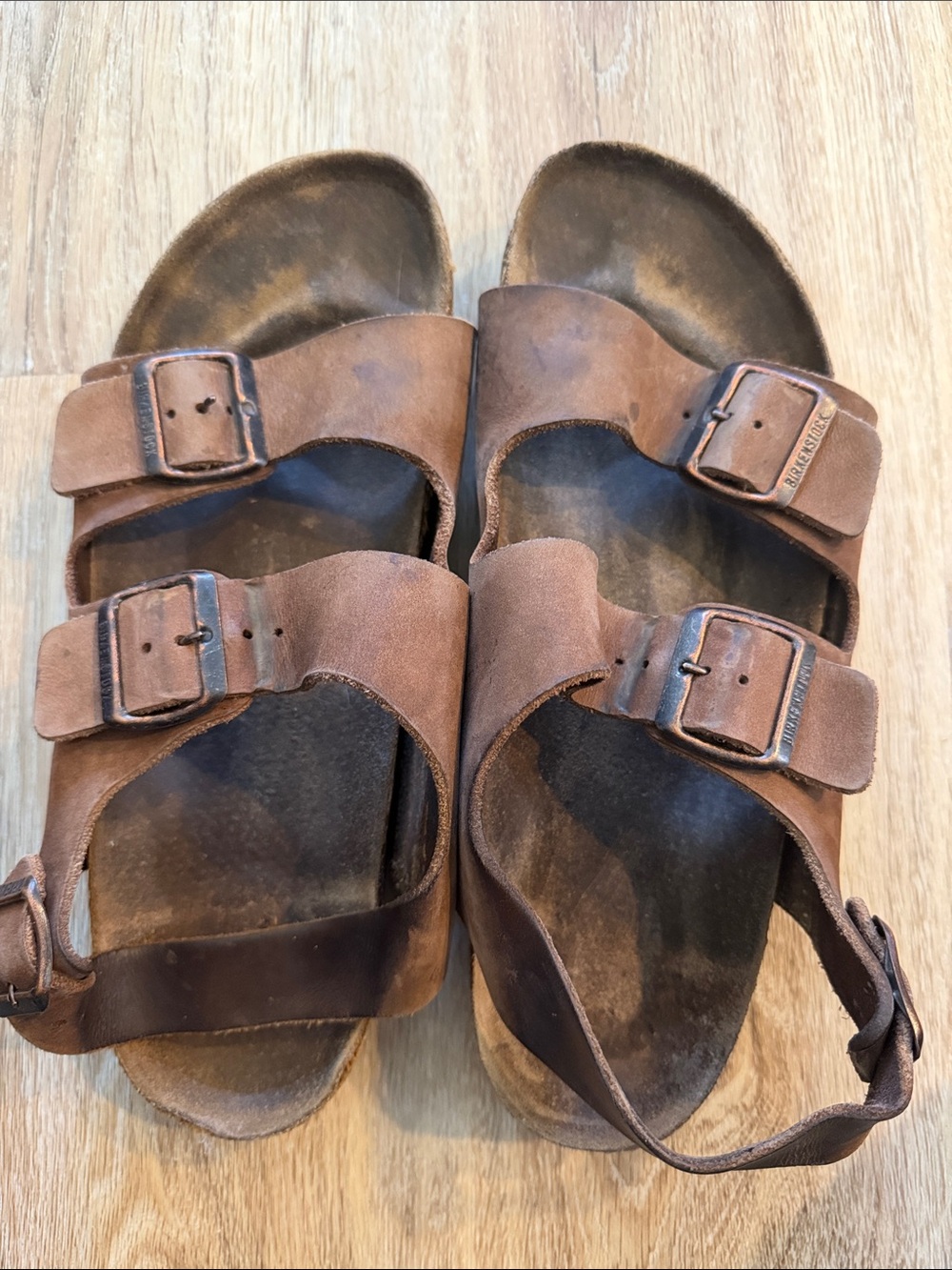 Birkenstock Brown Suede Two-Strap Footbed Sandals